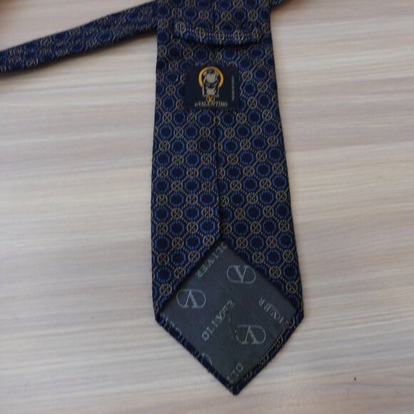 VALENTINO Oliver Neck Tie Mens Blue‎ Silk Italian Cravatta Necktie Classic ITALY - Picture 6 of 11